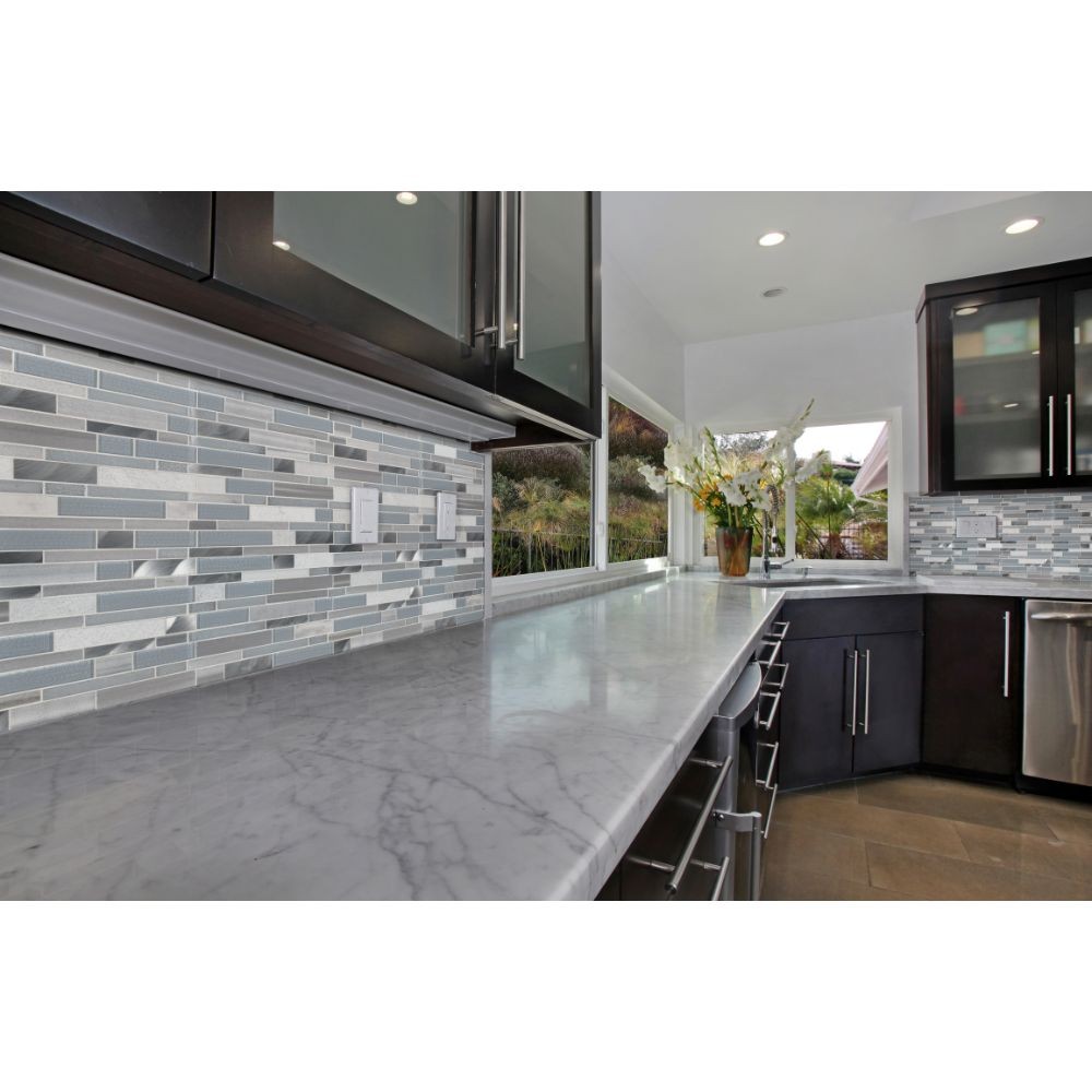 Harlow Interlocking 8mm Gray Glass Wall Tile