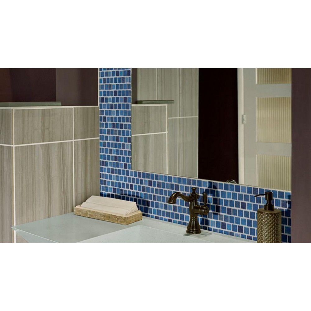 Hawaiian Blue 1X1 Staggered Glass Mosaic
