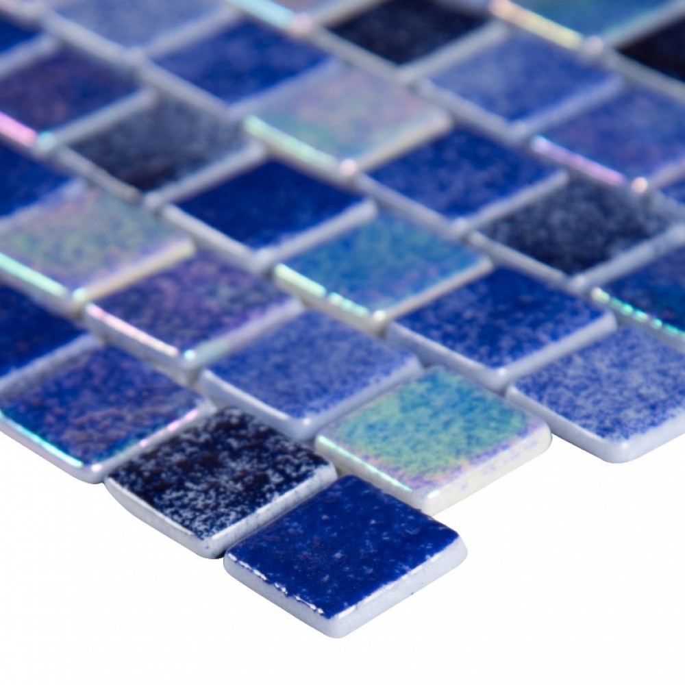 Hawaiian Blue 1X1 Staggered Glass Mosaic