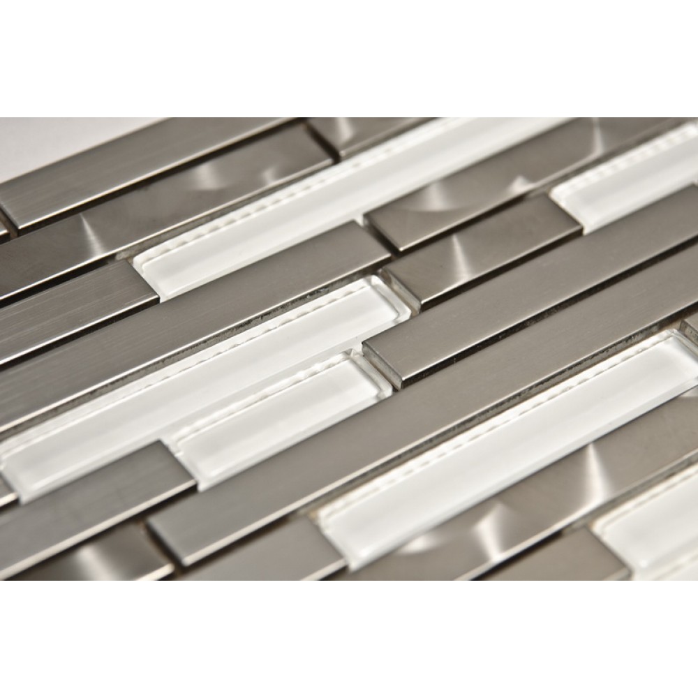 Stainless Steel LW Glass Mix 12x12 Interlock Mosaic