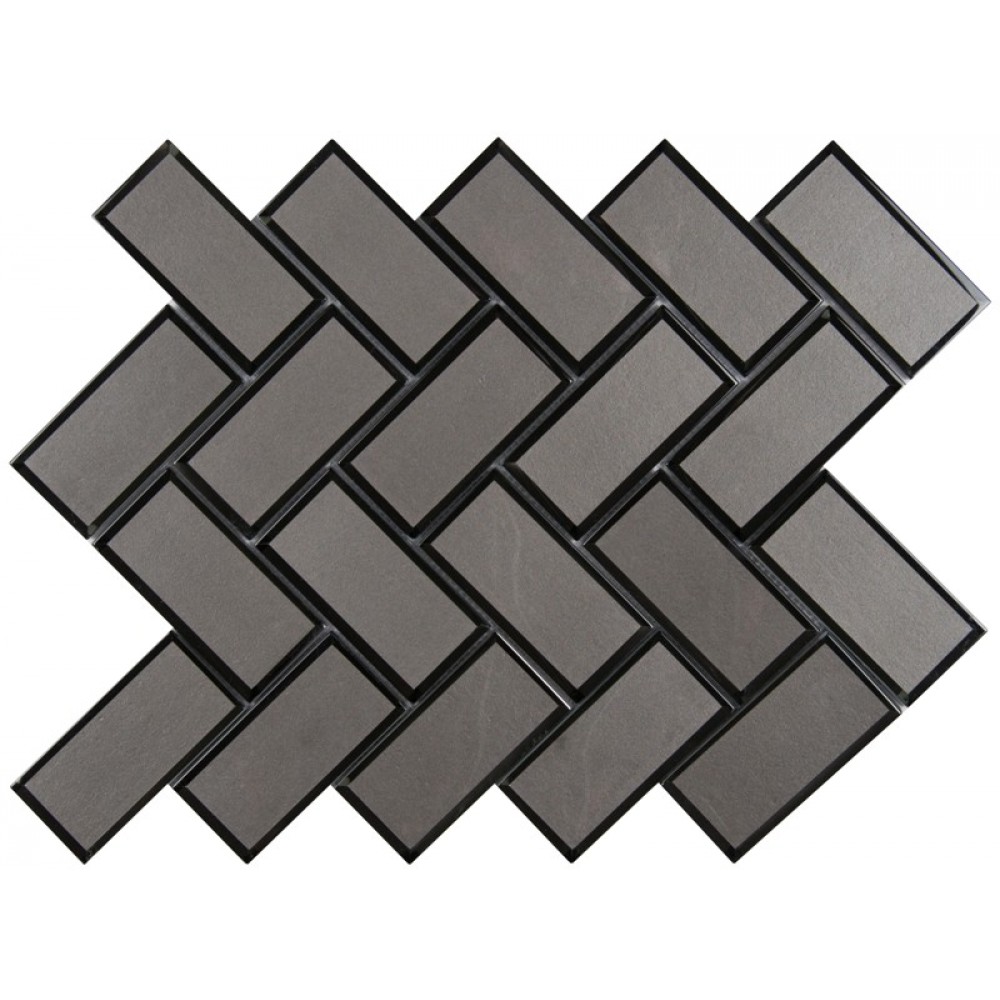 Metallic Gray 2x4x8 Herringbone Mosaic TIle