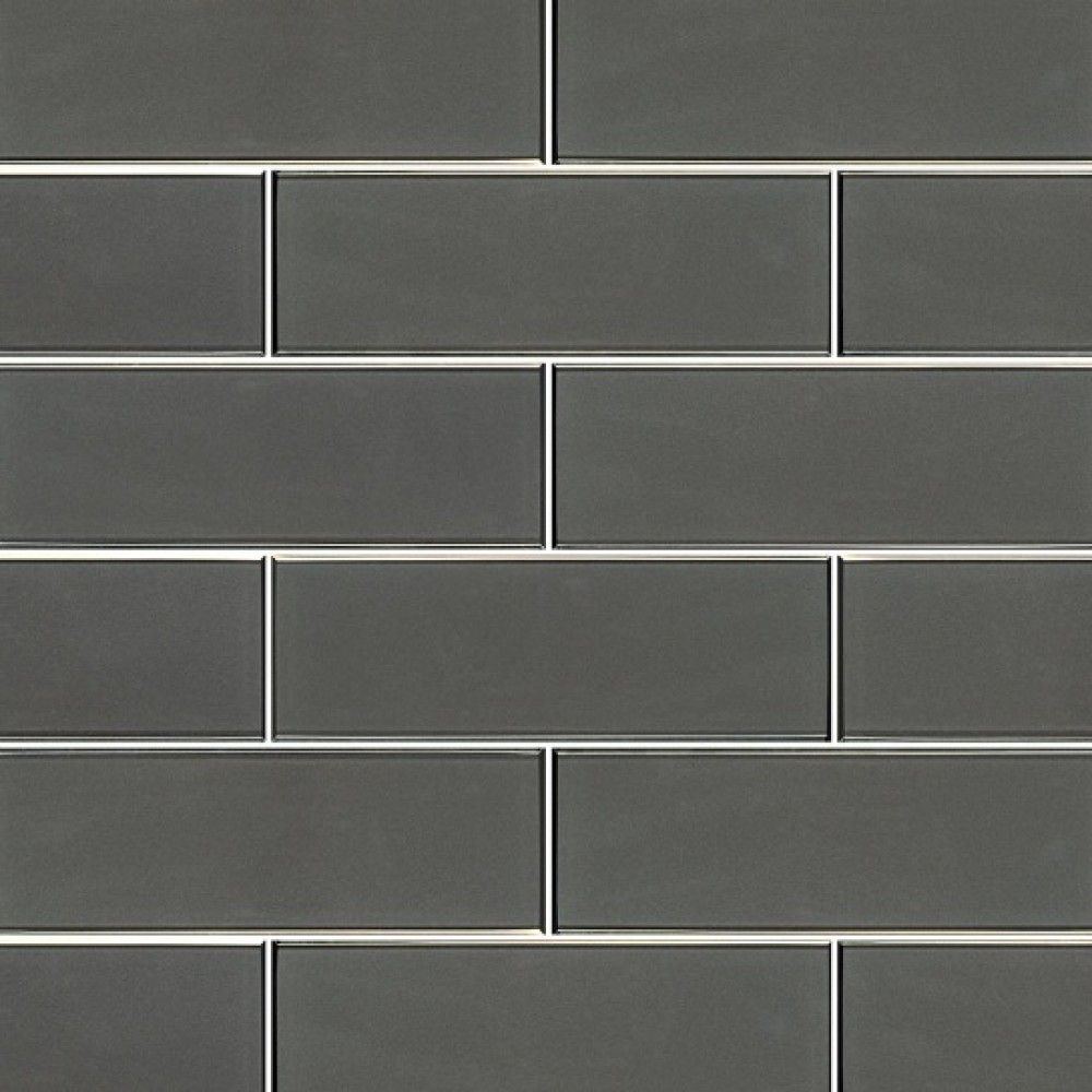 Metallic Gray 4x12 Glossy Glass Subway Tile