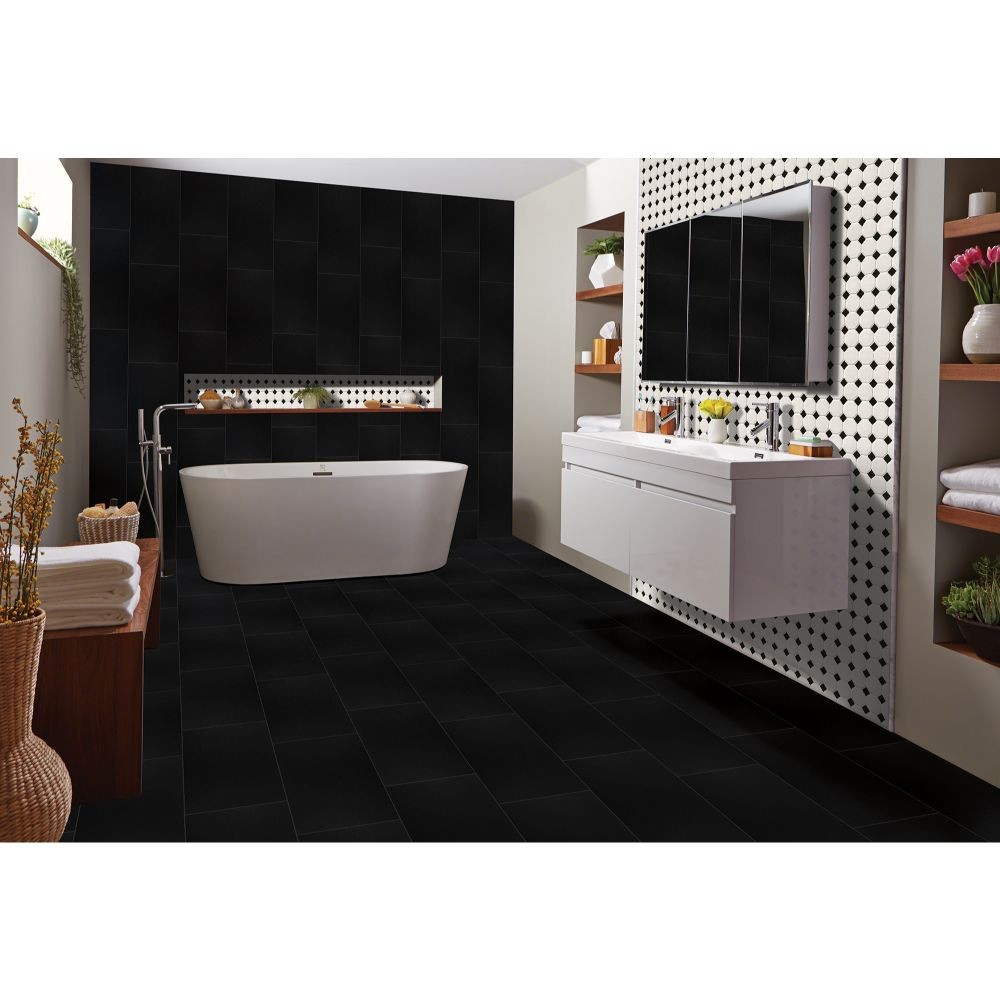 Metro Octagon Matte White and Black Porcelain Mosaic Tile