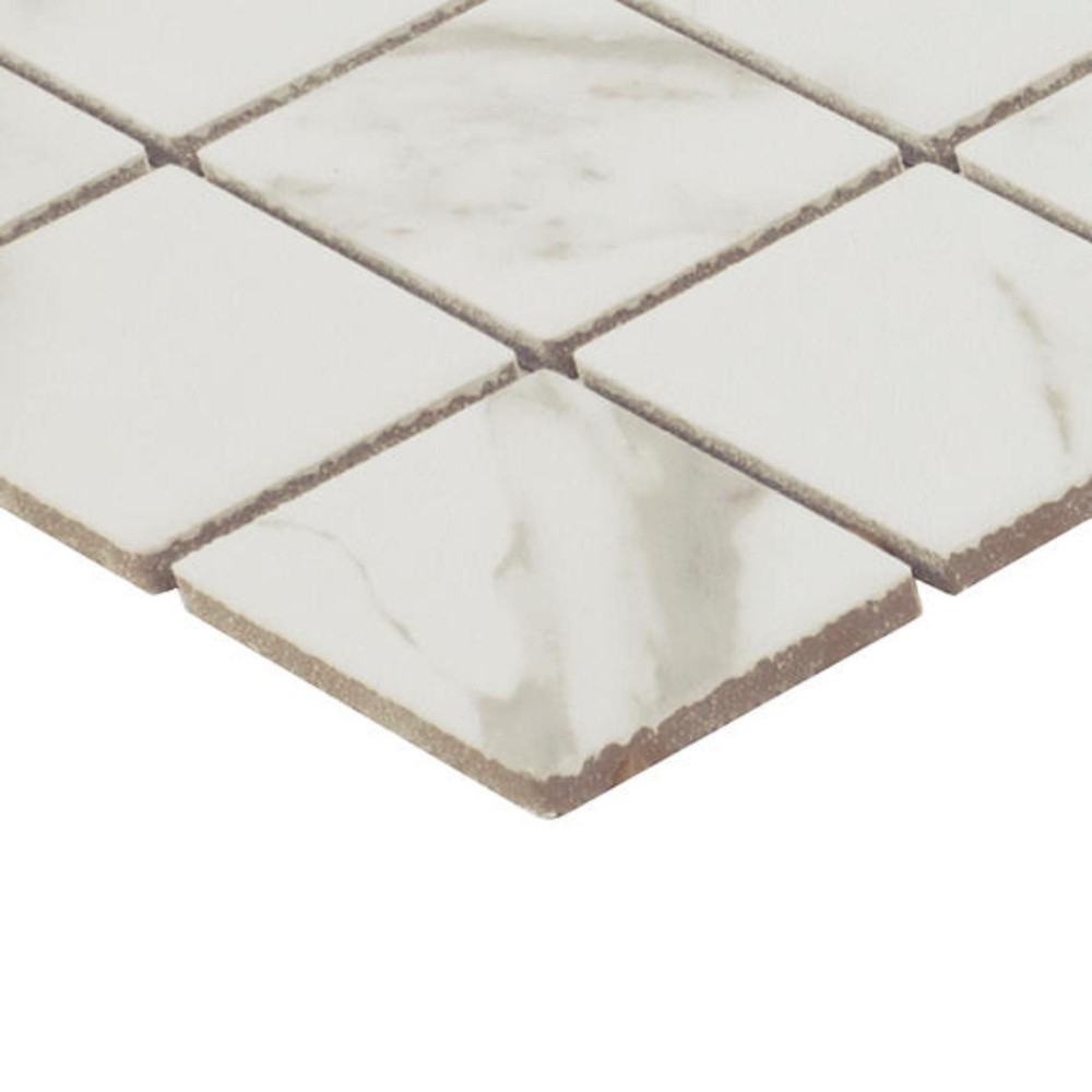 Platinum Calacatta Empire 2X2 Straight Joint Matte Porcelain Mosaic Tile