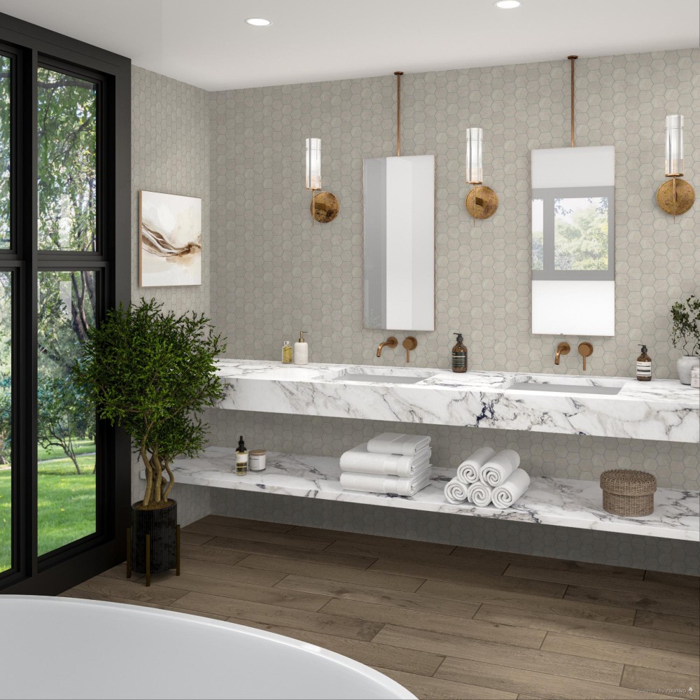 Prime Dynamic Beige 1.5X1.5 Matte Hexagon Porcelain Mosaic Tile