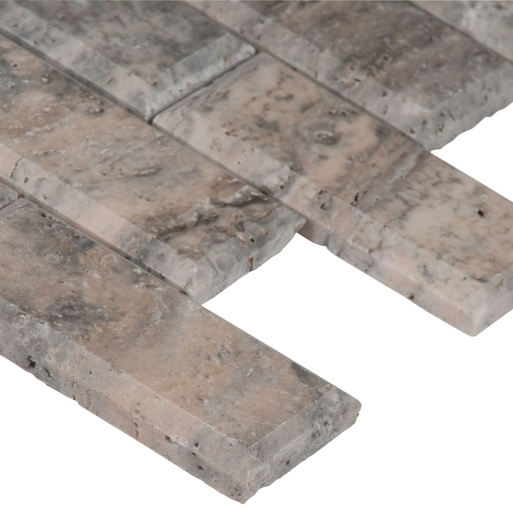 Silver Travertine 2x4 Honed and Beveled Mosaic