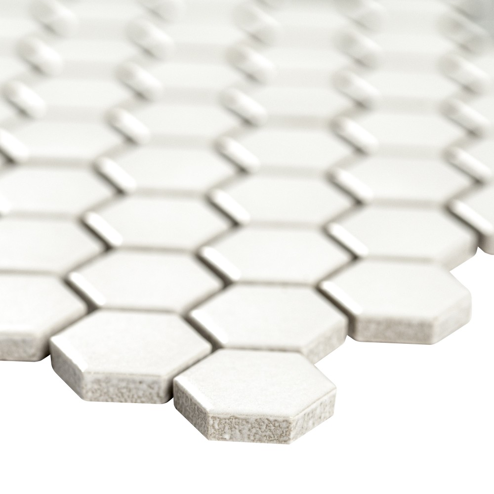 White and Gray Mod Petal 11.73x11.85 Matte Porcelain Mosaic Tile