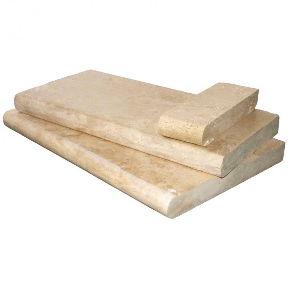 Tuscany Beige 16x24 Eased Edge Travertine Pool Coping