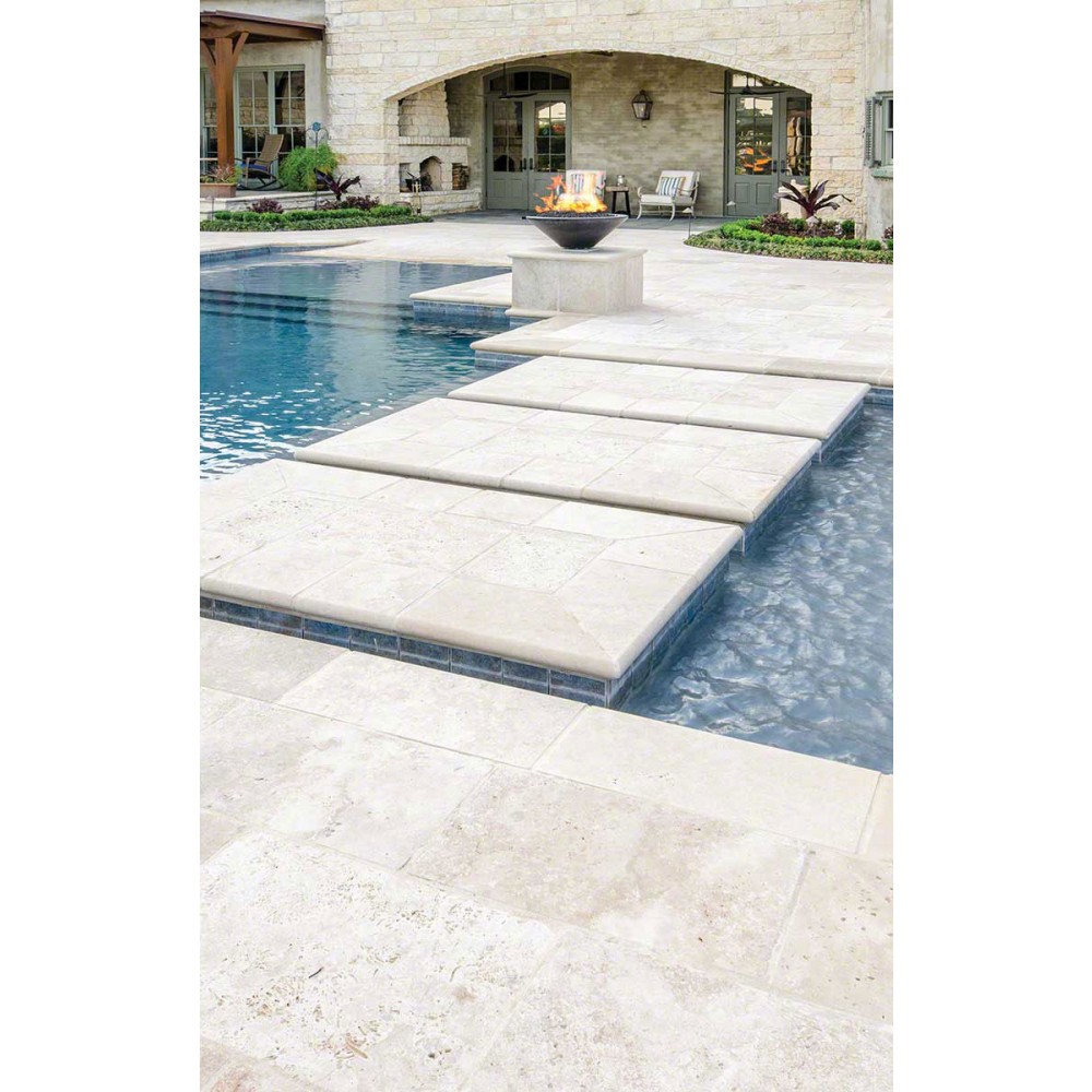 Tuscany Beige 12X24 Eased Edges Travertine Pool Coping