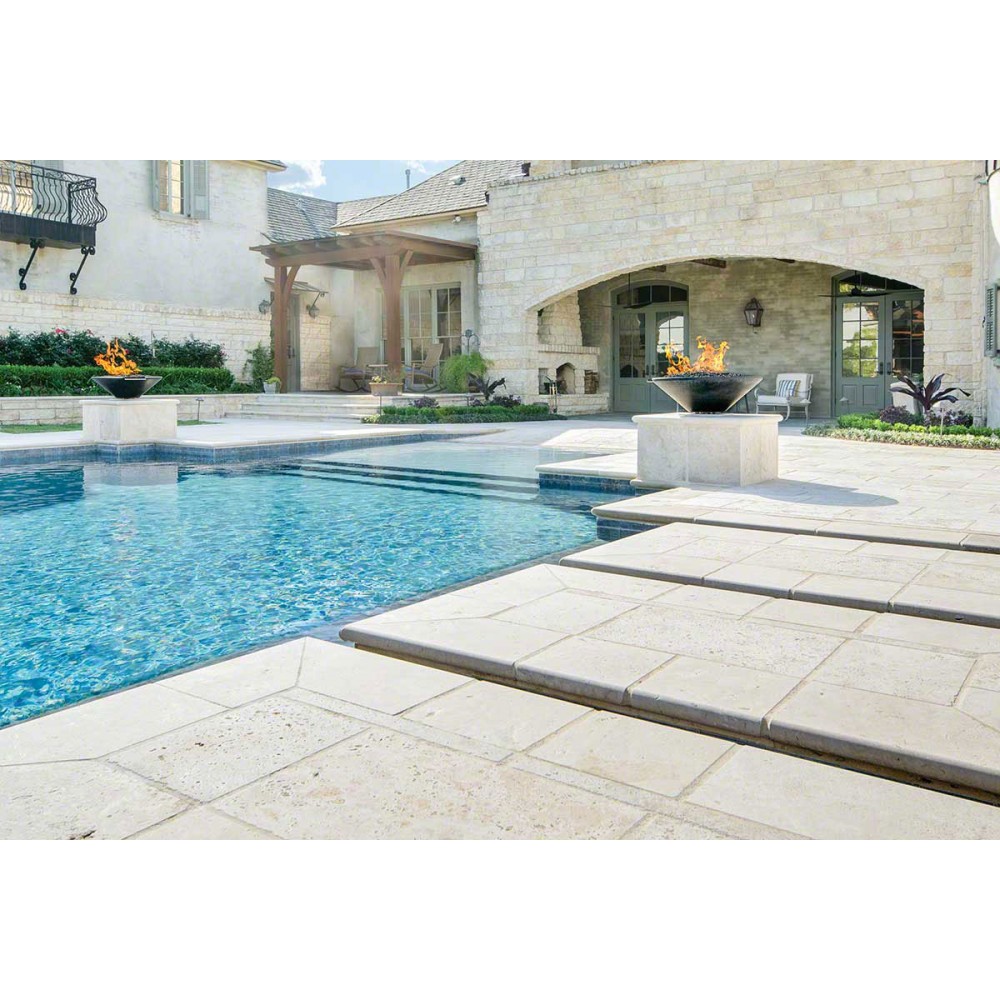 Tuscany Beige 12X24 Eased Edges Travertine Pool Coping