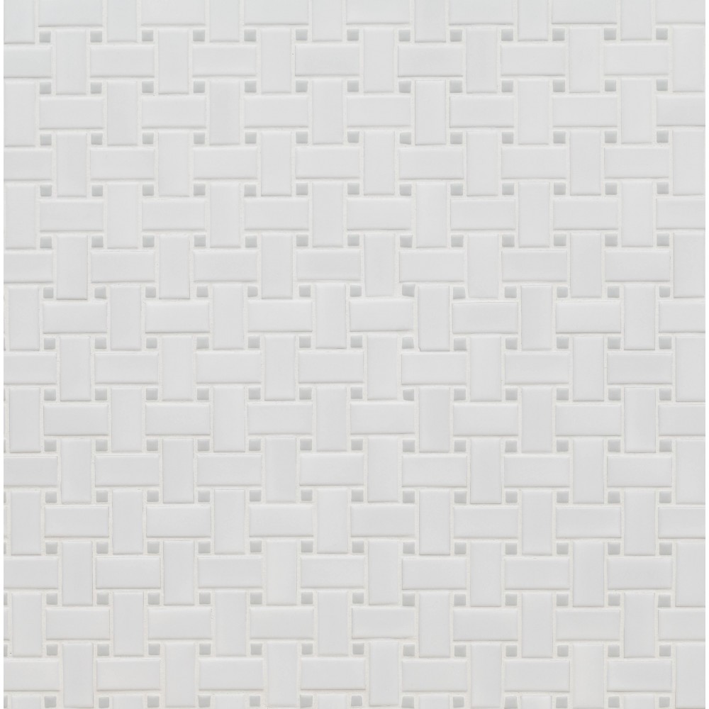 White and Gray Basketweave 11.81X11.81 6mm Matte Porcelain Mosaic Tile