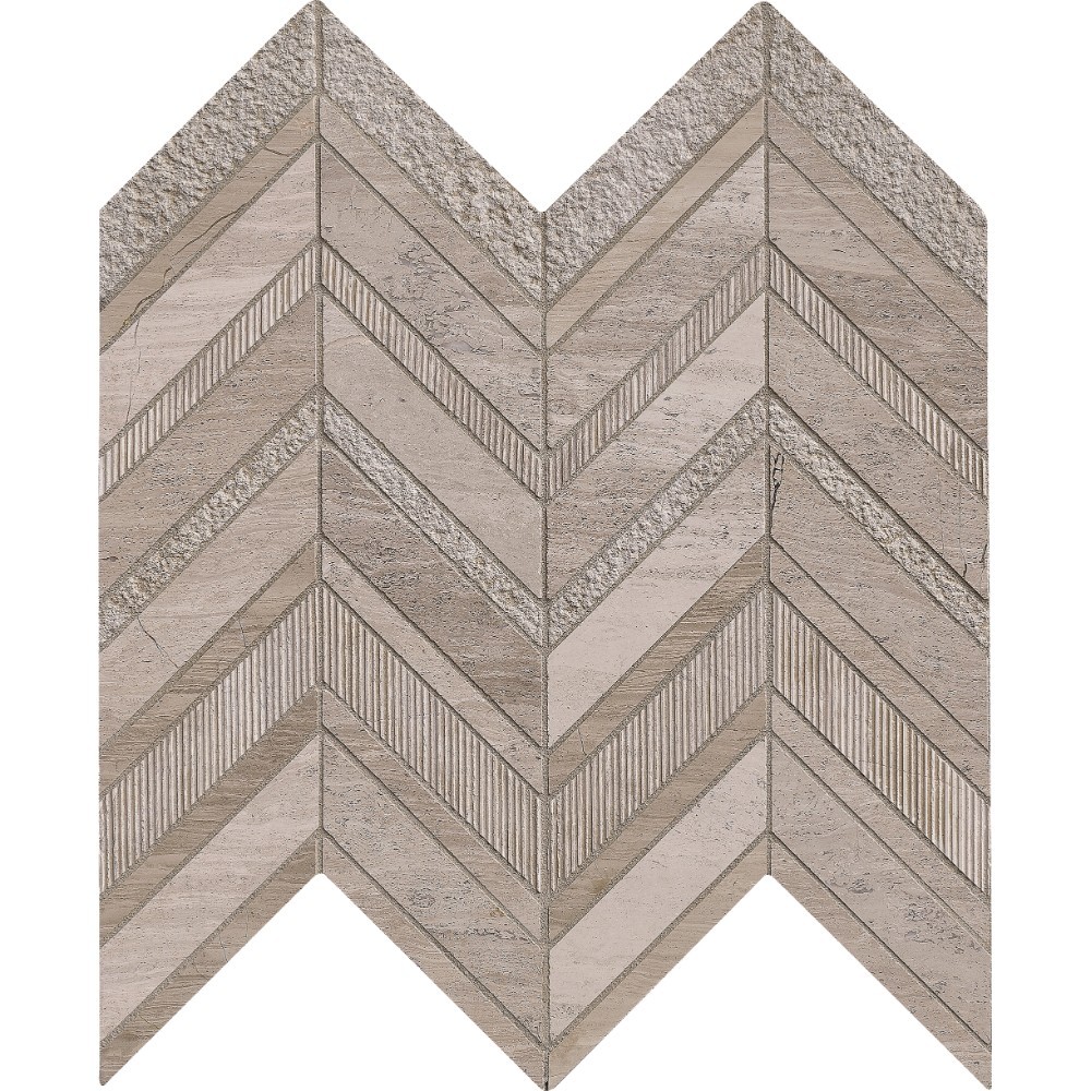 White Quarry Chevron 12x12 Pattern Marble Mosaic