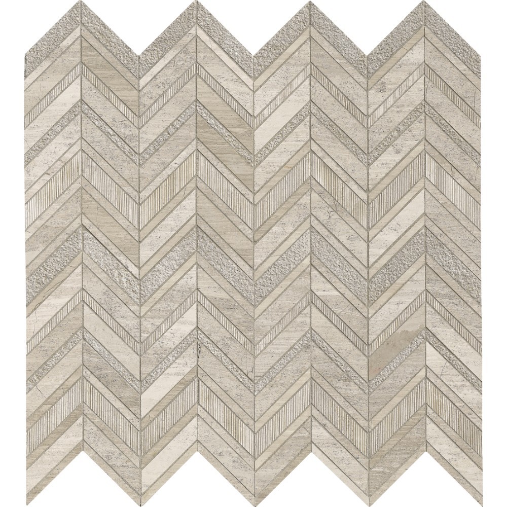 White Quarry Chevron 12x12 Pattern Marble Mosaic