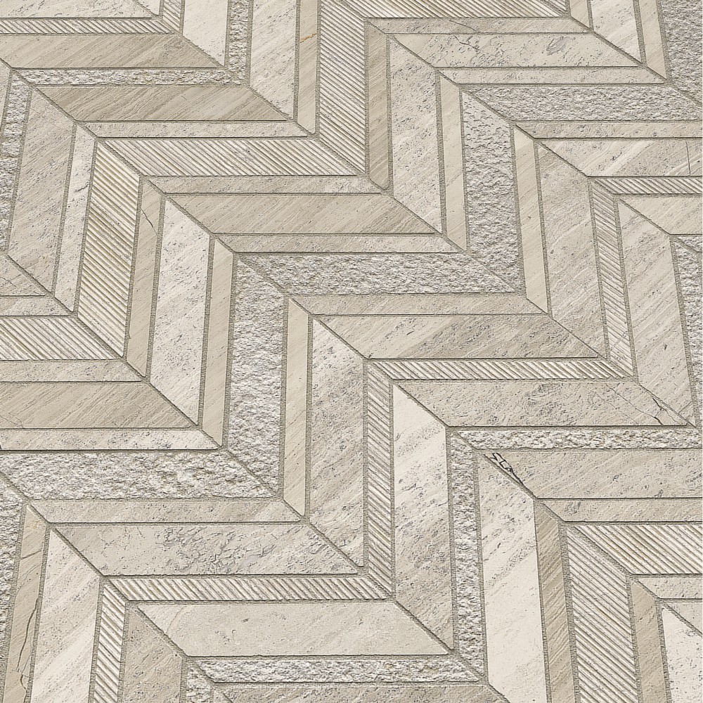 White Quarry Chevron 12x12 Pattern Marble Mosaic