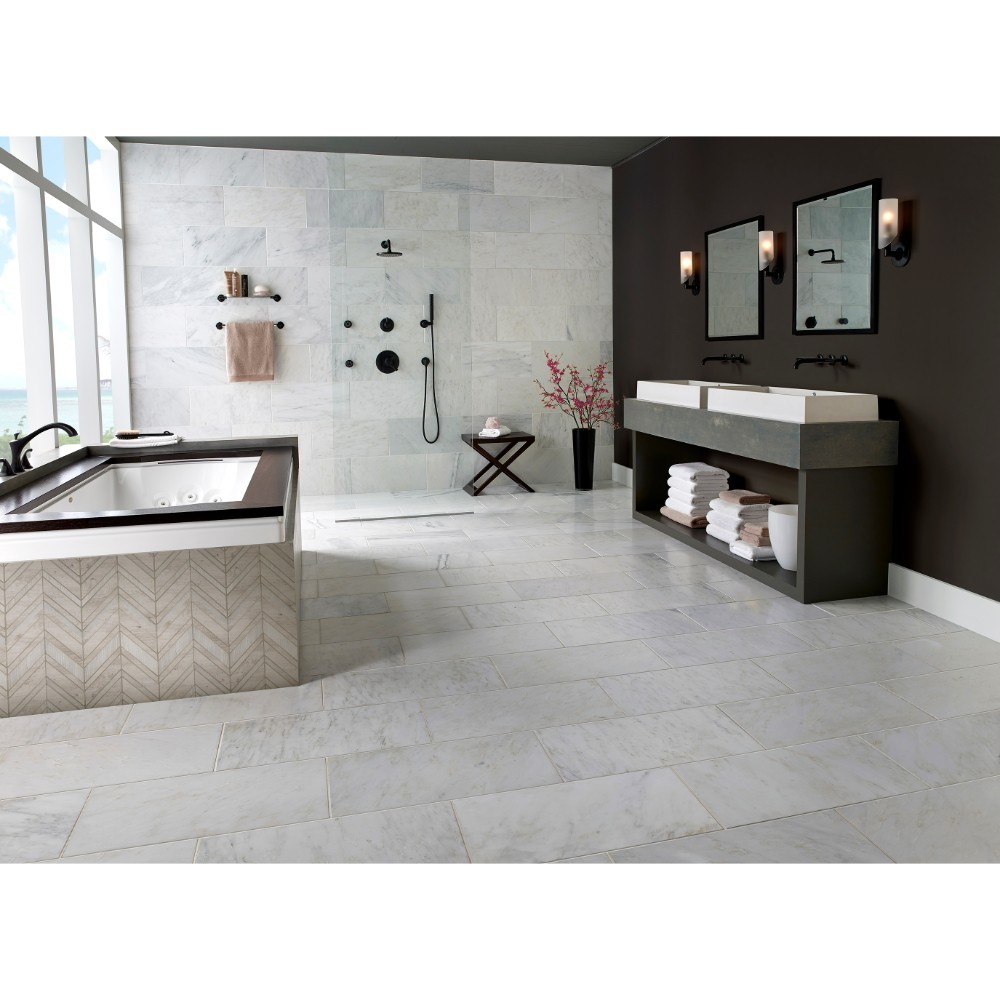 White Quarry Chevron 12x12 Pattern Marble Mosaic