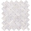 Greecian White With Gray Dot Basketweave Polished Pattern Mosaic