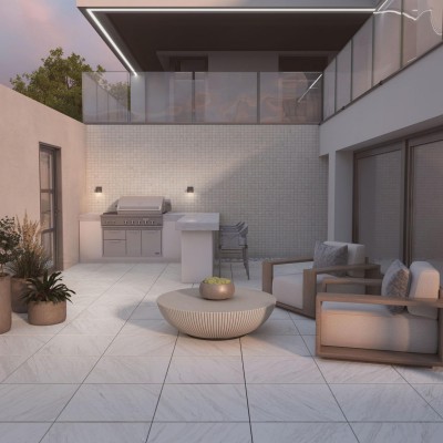 Artsy Editorial Volakas 3x24 Matte Porcelain Bullnose Tile