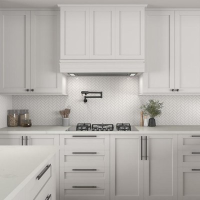 Color Wheel Arctic White Herringbone 1X3 Glossy Mosaic Tile