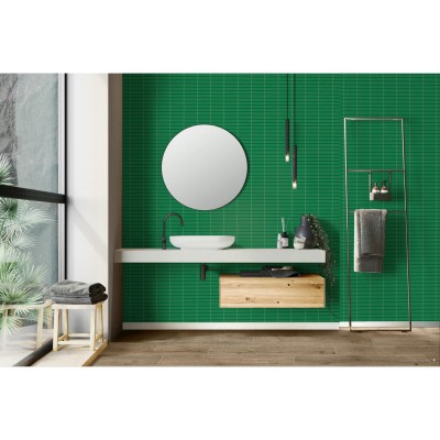 Color Wheel Emerald 1X6 Straight Joint Glossy Mosaic Tile