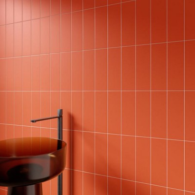 Color Wheel Linear Orange Burst 8X24 Matte Wall Tile