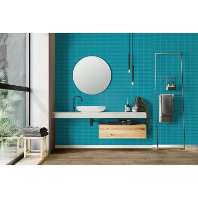 Color Wheel Ocean Blue 1X6 Straight Joint Glossy Mosaic Tile