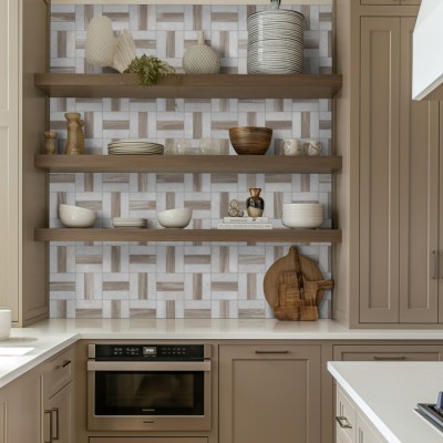 Winslow Weave 12X12 Polished Marble Mosaic Floor Wall Tile