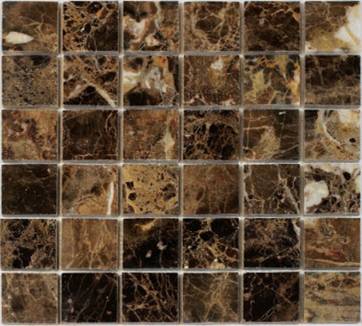 Spanish Dark Emperador 2x2 Polished Marble Mosaic
