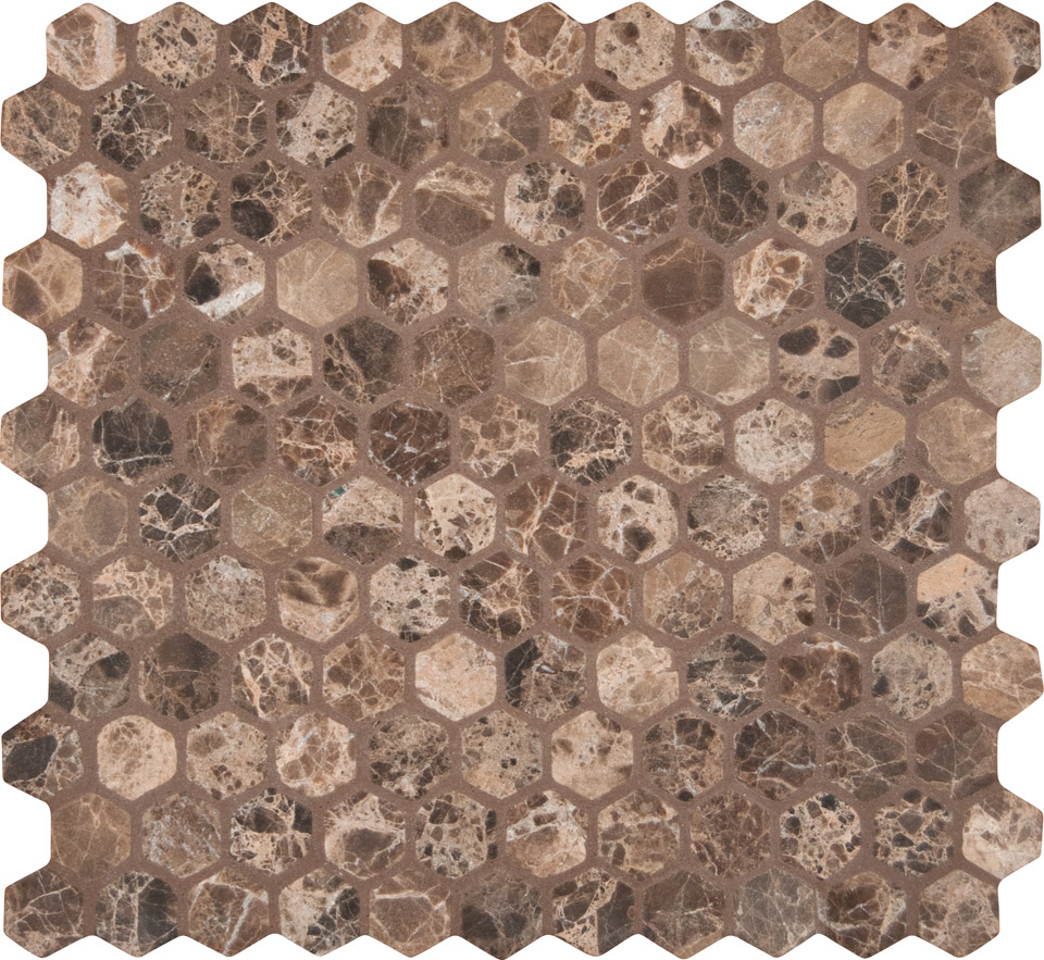 Emperador Dark hexagon 12X12 Tumbled