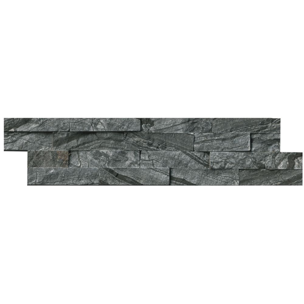Glacial Black 6X24 Split Face Ledger Panel 