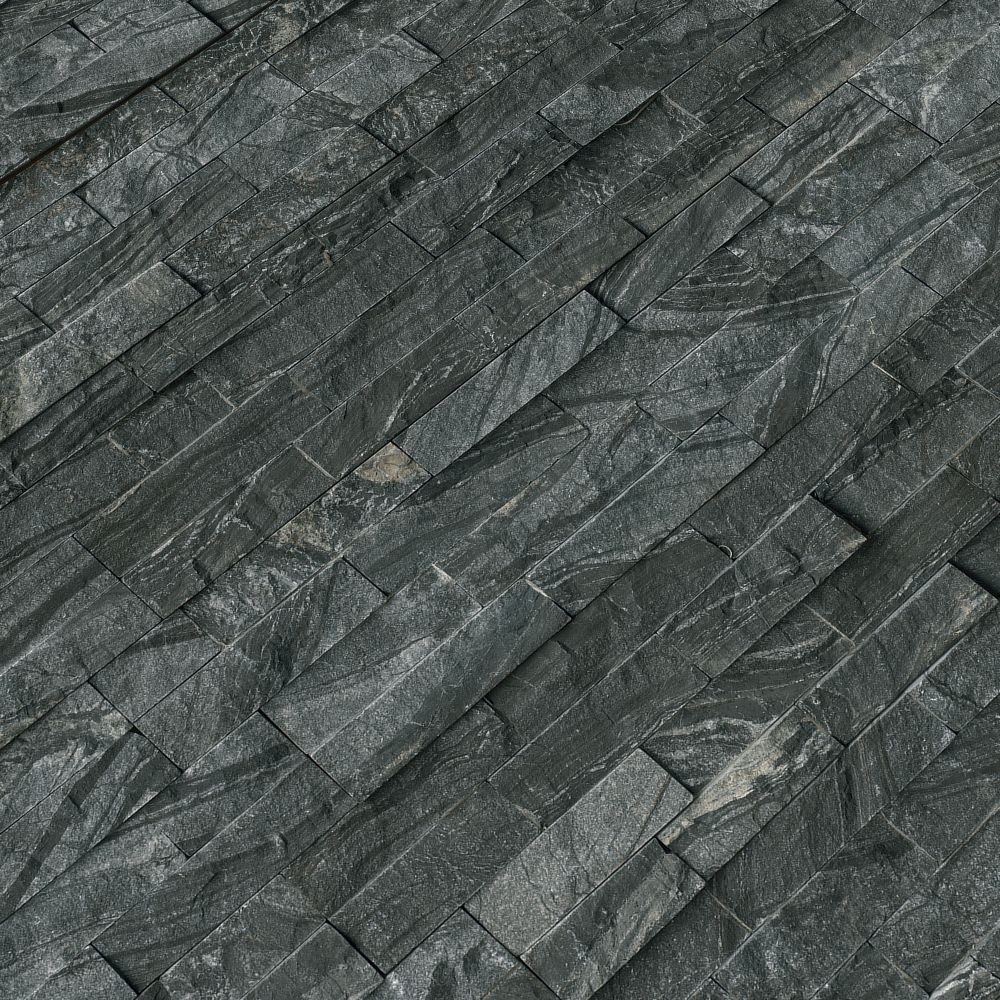 Glacial Black 6X24 Split Face Ledger Panel 