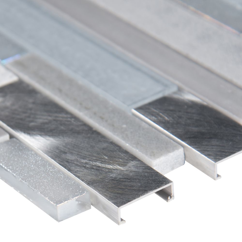 Harlow Interlocking 8mm Gray Glass Wall Tile
