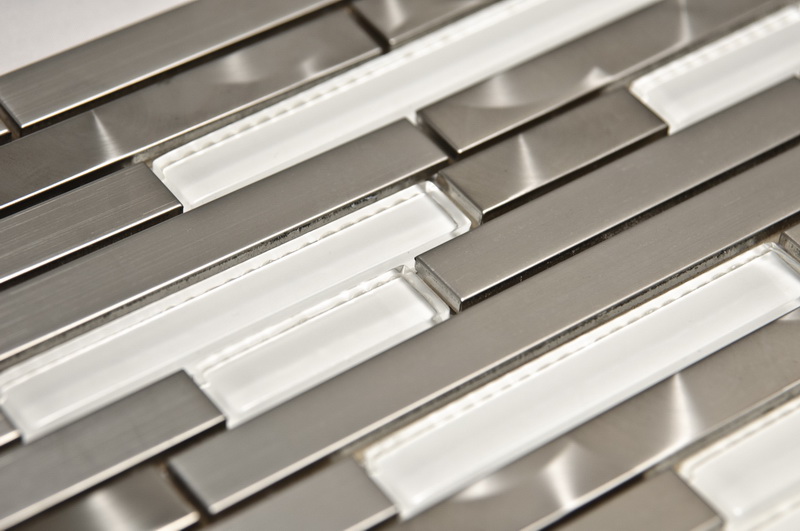 Stainless Steel LW Glass Mix 12x12 Interlock Mosaic