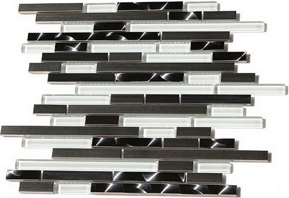 Stainless Steel LW Glass Mix 12x12 Interlock Mosaic