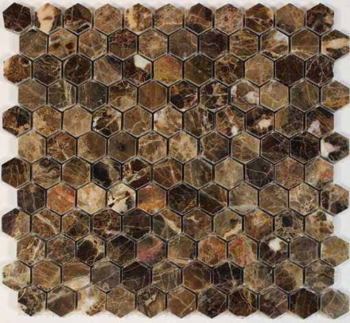 Emperador Dark 1x1 Hexagon Polished Marble Mosaic