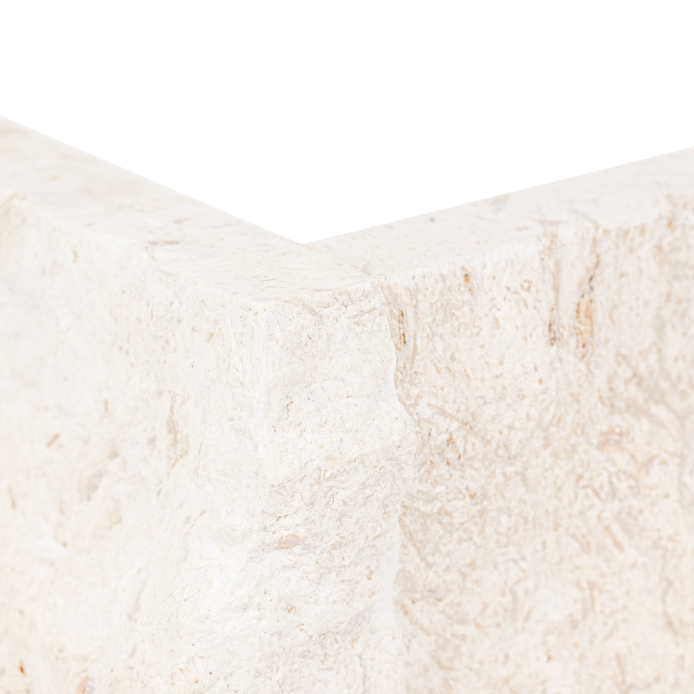 XL Mayra White 9X18 Split Face Limestone Corner Ledger Panel