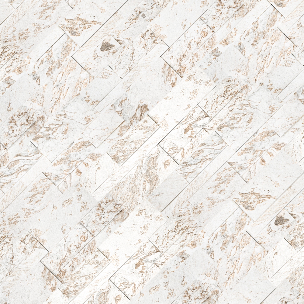 XL Royal White 9X24 Split Face Quartzite Ledger Panel