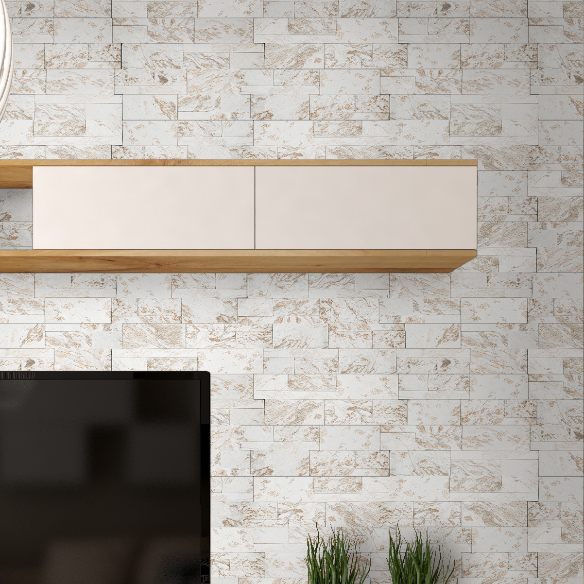 XL Royal White 9X24 Split Face Quartzite Ledger Panel