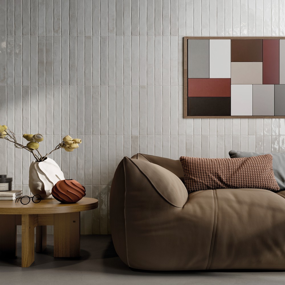 Flamenco 2x18 Whales Gray Brick Look Glossy Porcelain Tile