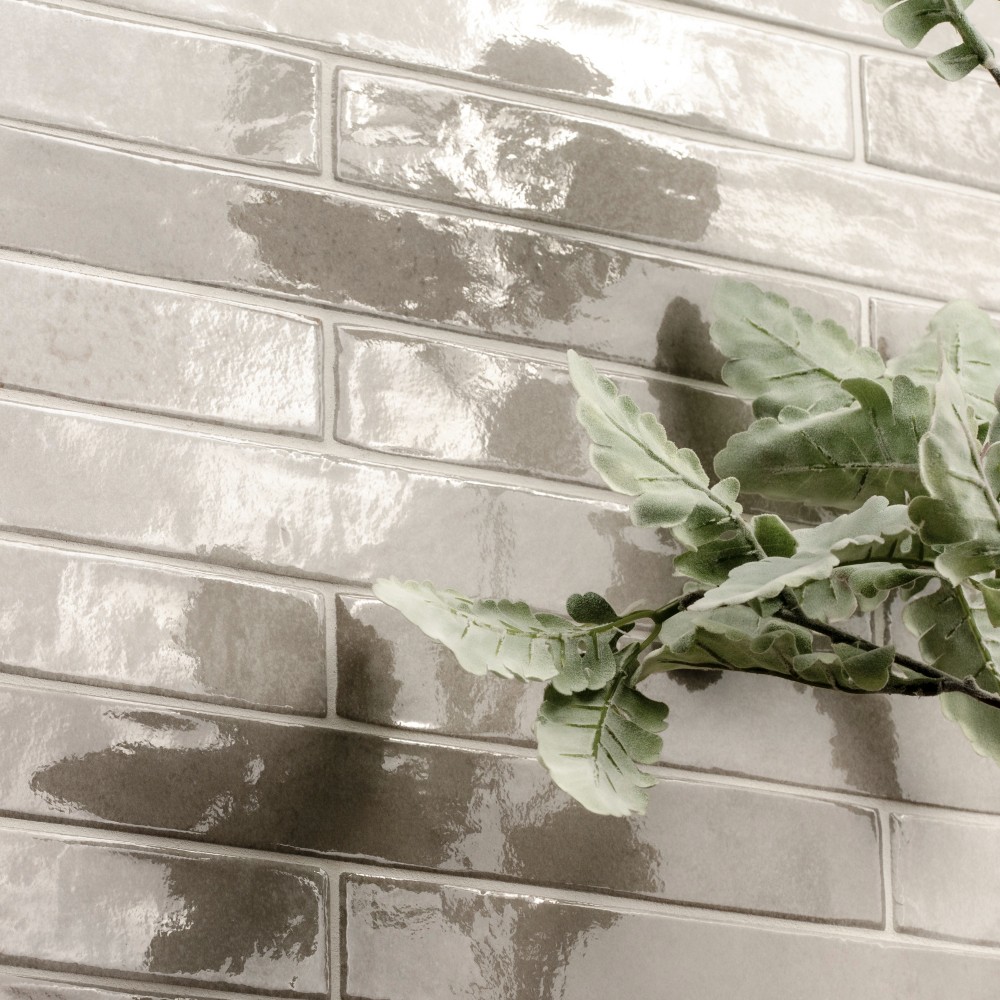 Flamenco 2x18 Whales Gray Brick Look Glossy Porcelain Tile