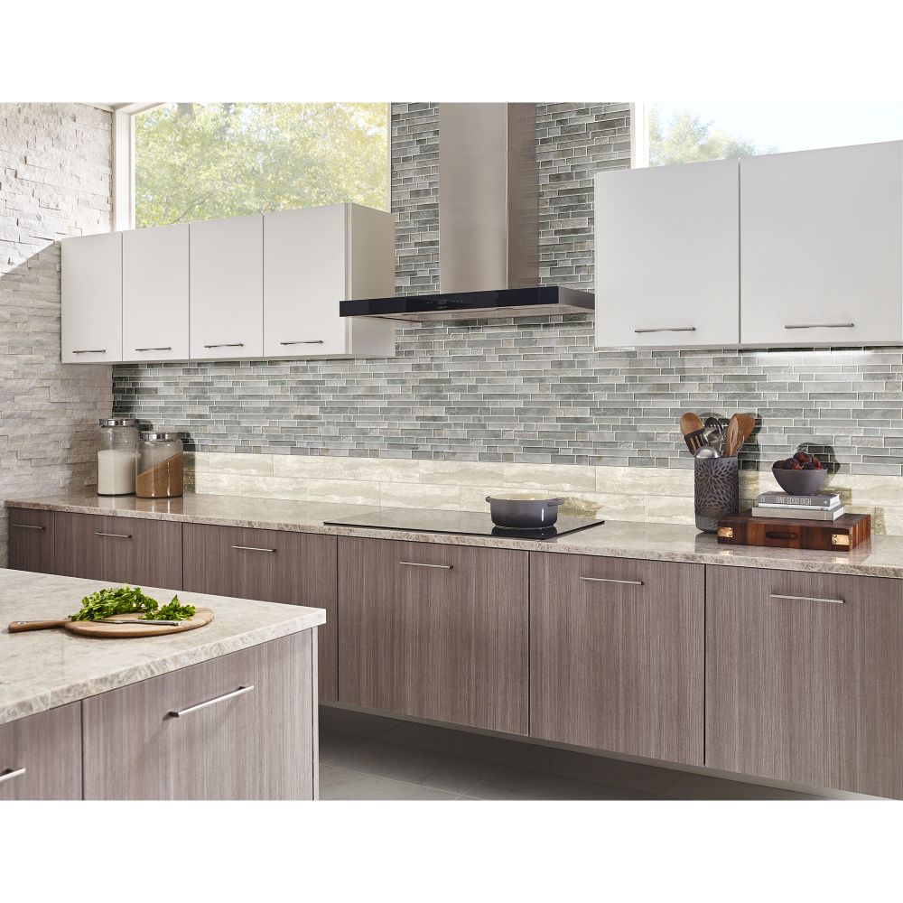 Savoy Interlocking Pattern Inkjet Glass Mosaic