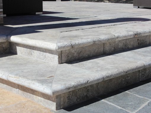 Silver Travertine 12X24 Honed Unfilled One Long Side BullNose Pool Coping