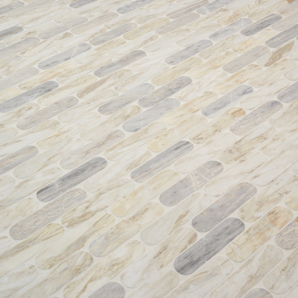 Angora Ellipse 12X12 Polished Marble Mosaic Floor Wall Tile
