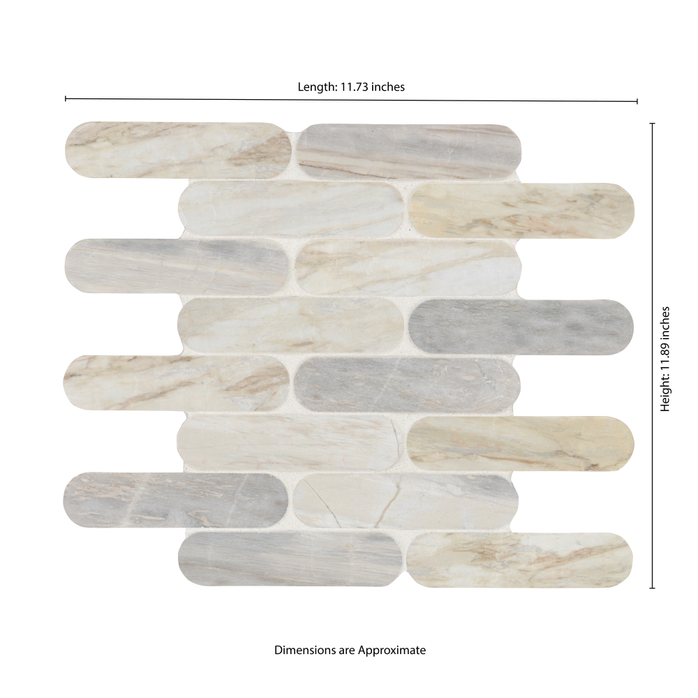 Angora Ellipse 12X12 Polished Marble Mosaic Floor Wall Tile
