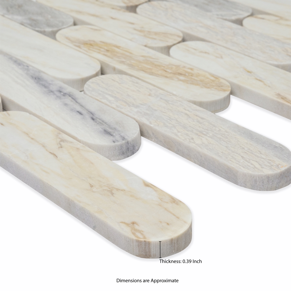 Angora Ellipse 12X12 Polished Marble Mosaic Floor Wall Tile