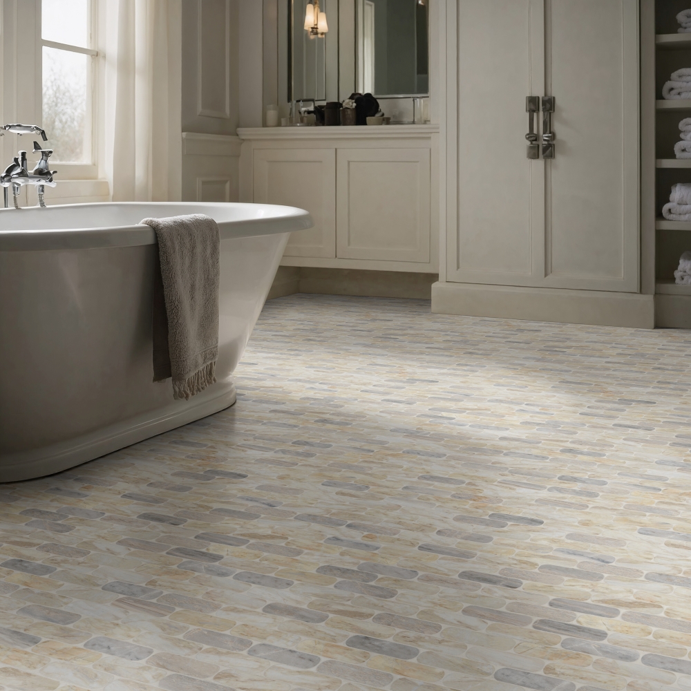 Angora Ellipse 12X12 Polished Marble Mosaic Floor Wall Tile