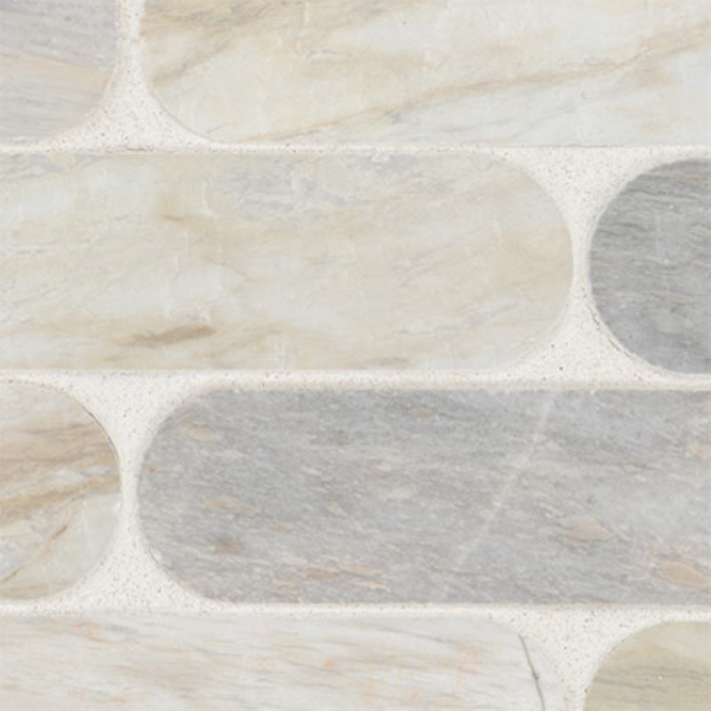 Angora Ellipse 12X12 Polished Marble Mosaic Floor Wall Tile