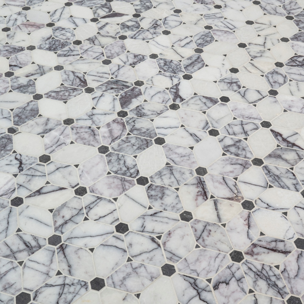 Cecily Lilac 12X12 Polished Marble Mosaic Floor Wall Tile