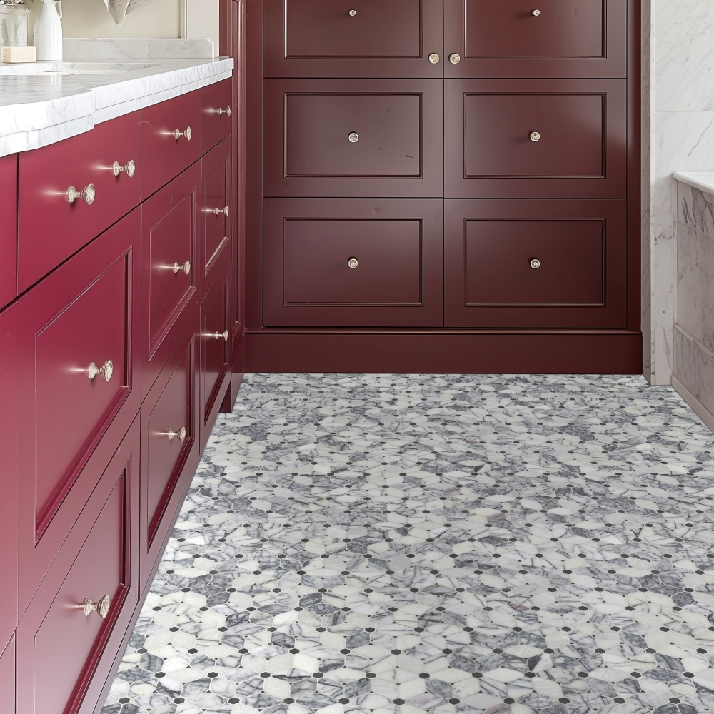 Cecily Lilac 12X12 Polished Marble Mosaic Floor Wall Tile