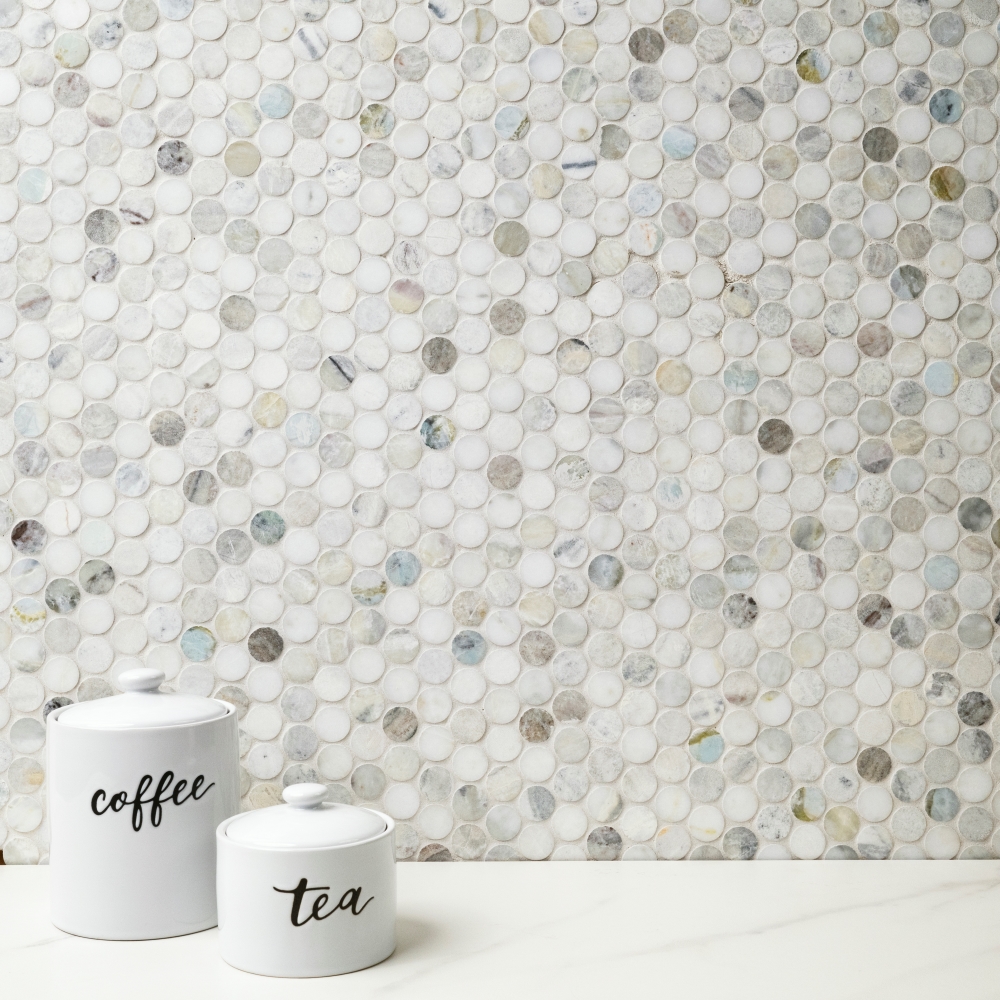 Cloudland Round Pattern 12X12 Polished Marble Mosaic Floor Wall Tile