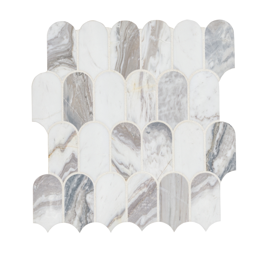 Edessa Scallop 12X13 Polished Marble Mosaic Floor Wall Tile